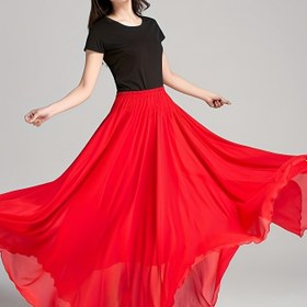 Resim Solid Renk Katmanlı Dans Etek, Elastik Yüksek Bel Yarı Şeffaf Gevşek Fit Bale Dans Etek, Kadınlar Spor Giyim 