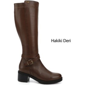 Resim Gönderi(R) Kadın Kahve Antik Fermuarlı Kalın Topuklu Hakiki Deri Çizme Dkzc61343575 Kahverengi 