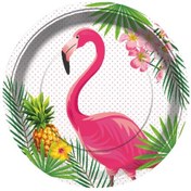 Resim Flamingo Temalı Karton Tabak 23 CM.8'li 