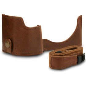 Resim MegaGear Sony Alpha A6100, A6400 Hakiki Deri Tek Dip Fotoğraf Makinesi Kılıfı 