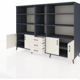 Resim Kronos Dolap 11 Raflı 3 Çekmeceli 4 Kapaklı 220x59x163 Antrasit-a Antrasit-aytaşı 