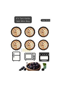 Resim 6 Lı Set Mini Boy Tart Kalıbı Çıkartılabilir Tabanlı Turta Kalıbı Karbon Çelik Kek Kalıbı 10 Cm Siyah 