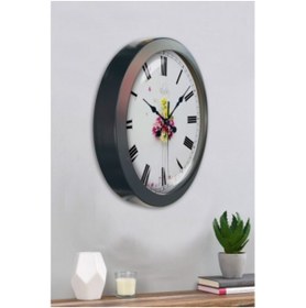 Resim Bahat Salon Ofis Duvar Saati Gri Metal Çerçeve 36 Cm 