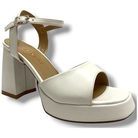 Resim Aydemir M805-25 Deri Tek Bant Yüksek Topuk Kadın Sandalet Beyaz 