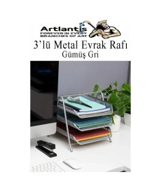 Resim Evrak Rafı Metal 3 Lü Mavi 1 Paket Masaüstü A4 Dosya Düzenleyici Kağıt Tepsisi Metal Çelik Fileli Dört Katlı Hareketli Açık Mavi 