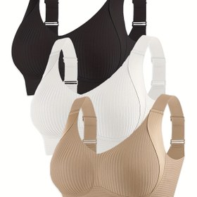 Resim 3'lü Set, EssElegance, Sırt Tokalı, Ayarlanabilir, Toplanmış, Dikişsiz, Çelik Halkasız, Rahat, Sütyen 