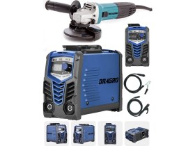 Resim Dragro Germany Technology Çift Kartlı 200 Amper Invertör Kaynak MAKINASI-MAVI-3000W Taşlama 2li Set 