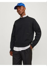 Resim Jack & Jones 12261852 Jorvesterbro Knıt Crew Neck Sn Erkek Sweatshirt Black 