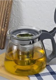 Resim Çay Makinesi Uyumlu Cam Demlik - Süzgeçli Demlik 1100ml Gri 