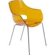 Resim Papatya Opal Koltuk Transparan Turuncu Krom Ayaklı 