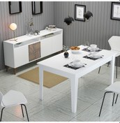 Resim Milan Yemek Odası Takımı - Beyaz / Beyaz 