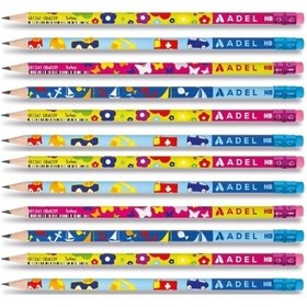 Resim Kids Desenli Yuvarlak Silgili Kurşun Kalem 12'li Karışık 