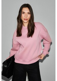 Resim Grimelange Serenya Kadın Pamuklu Etiket Detaylı Bisiklet Yaka Pembe Sweatshirt Pembe 