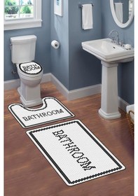 Resim Modern Desenli Dijital Baskı 3 Lü Banyo Paspas Takımı Yıkanabilir Kaymaz Tabanlı Klozet Takımı Klz0062 Renkli 