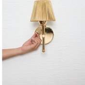 Resim Parlak Gold Deri Alt Parlak Gold Metal Duvar Aydınlatması Ledli Aplik Parlak Gold 