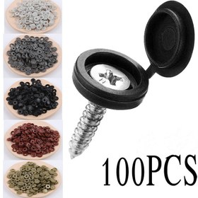 Resim 100 adet Kendinden Tapa Vidası Çapraz Özel Kapak Dekoratif Delik Tapası Kendinden Tapa Vidası Kapağı 