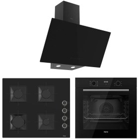 Resim Ferre Flowart Ventora Plus Siyah 3'lü Ankastre Set ( QBL63CS-SS205-D077 ) 