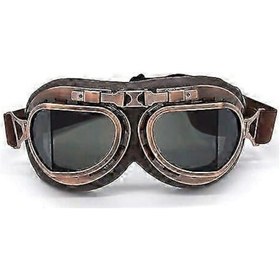 Resim Motocross Gözlükleri, Steampunk Vintage Havacı Stili Pilot Motosiklet Kruvazörü Scooter Gözlüğü Bakır, Duman 