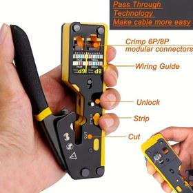 Resim RJ45 Punch-Down Kristal Başlıklı Ağ Kabloları için Çok Fonksiyonlu Çift Kullanımlı Sıkma Pense 