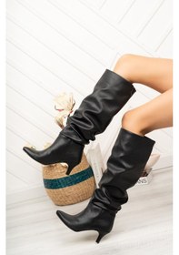 Resim Mengü Syt-2001 Siyah Körüklü Topuklu Günlük Kadın Çizme 001 