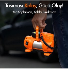 Resim Araç Çakmak Girişli Dijital Hava Kompresörü Lastik Şişirme Pompası 12v Taşınabilir Oto Kokusu Hediye 