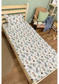 Resim Organik Tek Kişilik Lastikli Çarşaf Seti - Doğa Macerası Renkli 