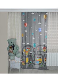 Resim Balonlu Bip198 Çift Kanat Çocuk Odası Fon Perde 