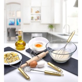Resim Feyza Design 4'lü Gold Çırpıcı Seti, Şık ve Dayanıklı Mutfak Aksesuarları 