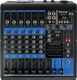 Resim König Ka-6701 6 Kanal 2X350 Watt Usb-Sd-Bluetooth Power Mixer 