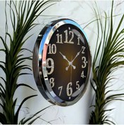 Resim Bahat Krom Metal Çerçeveli Salon Ofis Otel Duvar Saati 52 Cm C5 