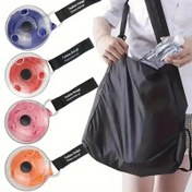 Resim 1 adet Katlanabilir Yuvarlak Alışveriş Çantası, Döner Tasarımlı Çok Fonksiyonlu Katlanabilir Tote, Dayanıklı Polyester ve Plastik Malzeme, Market Alışverişi ve Daha Fazlası İçin Pratik Depolama, Katlanabilir Seyahat Çantası|Easycarry Askı|Güvenli Kapatma Çantası 
