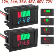 Resim LED Pil Seviye Göstergesi - 12V'den 72V'ye Lityum Kapasite Ölçer, Elektrikçiler için Voltmetre Ekranı 