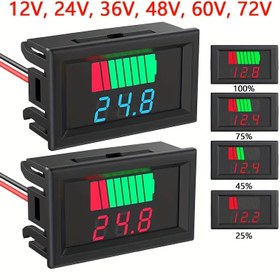 Resim LED Pil Seviye Göstergesi - 12V'den 72V'ye Lityum Kapasite Ölçer, Elektrikçiler için Voltmetre Ekranı 