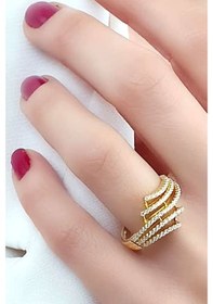 Resim Zirkon Taş Detaylı Italyan Tasarımı Gümüş Üzerine Altın Kaplama Y 20 