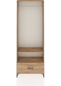 Resim Arges Dolap 2 Raflı Tek Çekmeceli Tek Askılı 88x30x243 Çam-çam Çam 
