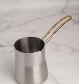 Resim Gzro 430 Kalite 600 Ml Konik Çelik Cezve Sütlük 