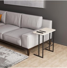 Resim Delixa interGO Metal Ayaklı Laptop Sehpası Koltuk Sehpası Kahvaltı Masası Çalışma Sehpası - Traverten Desen 