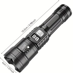 Resim 1 süper parlak taktiksel LED el feneri, 3 modlu, dijital ekranlı, uzun ömürlü, açık hava tutkunları için ideal, doğa yürüyüşü, avcılık, kamp 