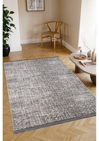 Resim Kaymaz Taban Yıkanabilir Modern Salon Mutfak Oturma Odası Çocuk Odası Halısı 5002 Antrasıt 