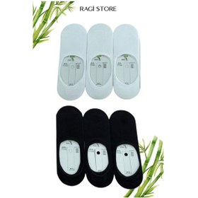 Resim Ragi Store 6'lı Kaymaz Silikonlu Dikişsiz Bambu Beyaz-siyah Erkek Babet Çorap Çok Renkli 