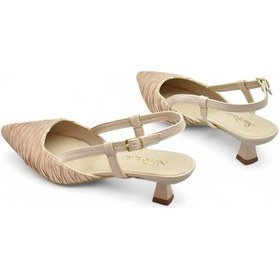 Resim 9827 Kadın Topuklu Ayakkabı 4 Cm Abiye Düğün Nişan Kına Gecesi Ayakkabısı Bej 