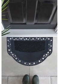 Resim Yarım Ay Modeli Welcome Yazlı Kapı Önü Paspası Siyah Rengi Siyha 
