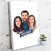 Resim Anne Baba ve Genç Kızları Karikatürlü Kanvas Tablo 