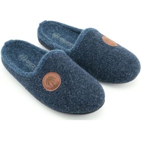 Resim Gezer Erkek Kışlık Keçe Çıkarılabilir İç Taban Rahat Ev Bahçe Gondol Terlik Lacivert 