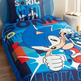 Resim Assess Store Taç Lisanslı Sonic Pamuk Tek Kişilik Nevresim Takımı 