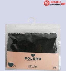 Resim Bolero Premium Kadın Dantelli 3'lü Pamuklu Rahat Nefes Alabilen Kumaş Yüksek Bel Külot 