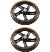 Resim Folinda Sessiz Dayanıklı Pu Kaykay Tekerlekleri - 8mm Delikli 200mmx40mm Alışveriş Arabası Jantları Siyah Şeffaf, 1 Çift 