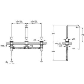 Resim Vitra Suit A42784 Üç Delikli Lavabo Bataryası Krom 