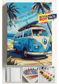 Resim Sayılarla Boyama Seti Numaralı Tuval Fırça Boya Dahil Kasnaklı Set 50x70 Cm - Palmiye Vosvos 