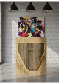 Resim Resital Ledli Karşılama Bankosu G-90 Cm Ofis Kasa Resepsiyon Masası Banko-001-6-2 